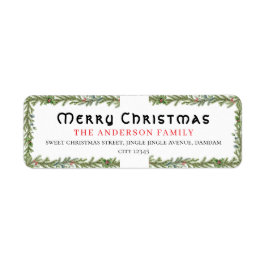 Etiqueta Christmas Floral Elegant Simple Return Address