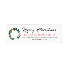 Etiqueta Christmas Floral Elegant Simple Return Address