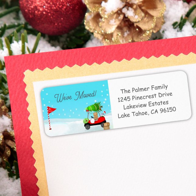 Etiqueta Christmas Golf Cart With Moving Boxes Golf  (Criador carregado)