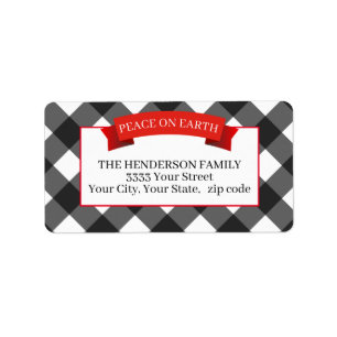 Etiqueta Christmas Holiday Buffalo Plaid Return Address