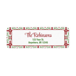 Etiqueta Christmas Holiday Red & Green Snowflake Address