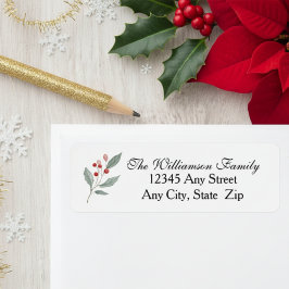 Etiqueta Christmas Holly Berry Return Address Labels