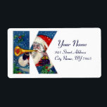 ETIQUETA CHRISTMAS K LETTER / SANTA CLAUS BUGLER<br><div class="desc">Letra inicial K,  negrito monograma design de Natal. Pintura colorida,  caprichosa e artística em acrílico para o Natal. Santa Claus,  neve Noite de inverno com ornamentos florais,  gato,  arco vermelho,  plantas decorativas verdes,  fitas vermelhas,  bagas ocas,  marionetes e brinquedos na neve de Búlgaro Lumini (c) com</div>