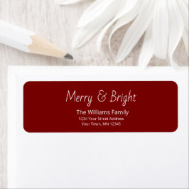 Etiqueta Christmas Merry and Bright Red Return Address 