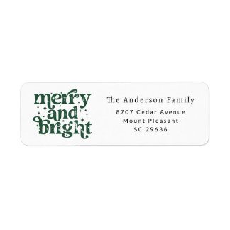 Etiqueta Christmas Merry & Bright Return Address Label