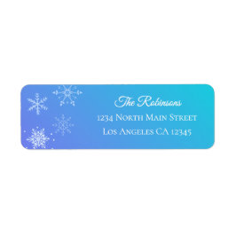 Etiqueta Christmas Modern Purple Blue Snowflake Address