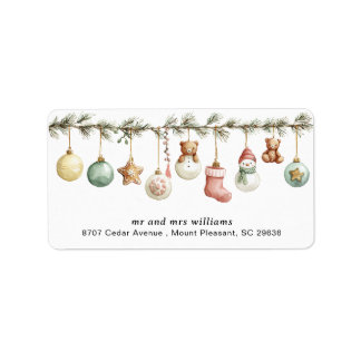 Etiqueta Christmas Ornaments Garland Return Address Label