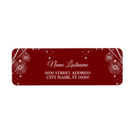 Etiqueta Christmas Return Address Red White Stars Elegant