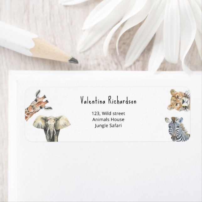 Etiqueta Chuva de Bebê Animais Safari Selvagem (Insitu)