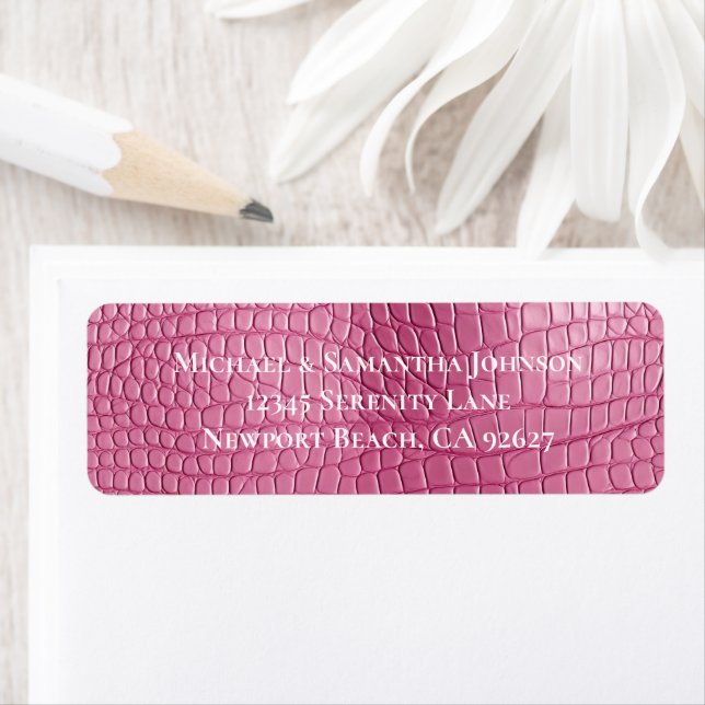 Etiqueta Chuva de casamento cor-de-rosa de jacaré de imitaç (Insitu)