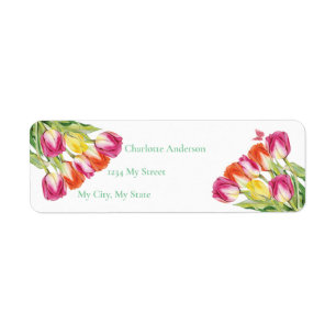 Etiqueta Chuva de Noiva Tulipas & Borboleta Branca