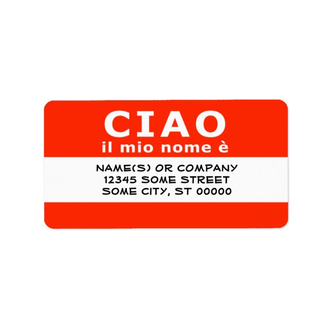 Etiqueta CIAO il mio nomo e (Frente)