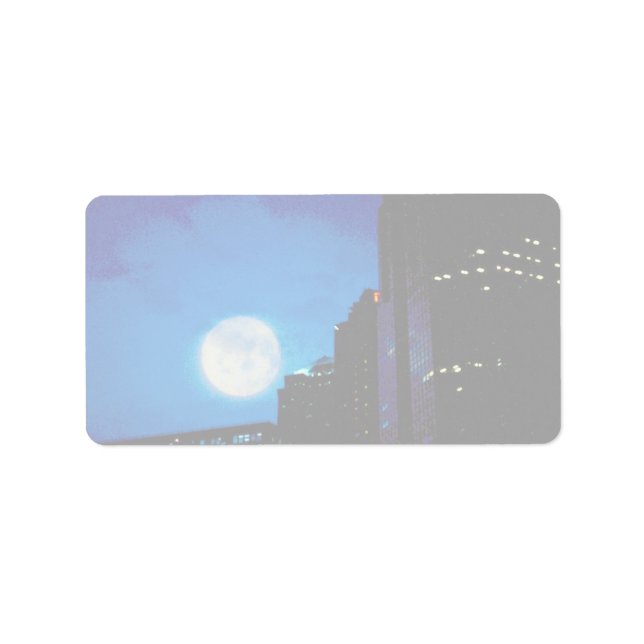 Etiqueta Cidade à noite com lua (Frente)