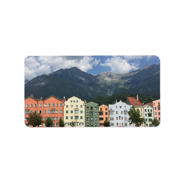Etiqueta Cidade de Innsbruck, Áustria, no Tirol (Frente)