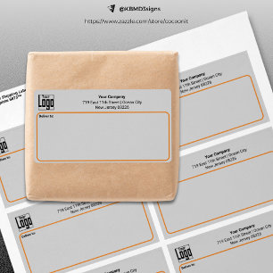 Etiqueta Cinza Black Orange Custom Logo Business Address