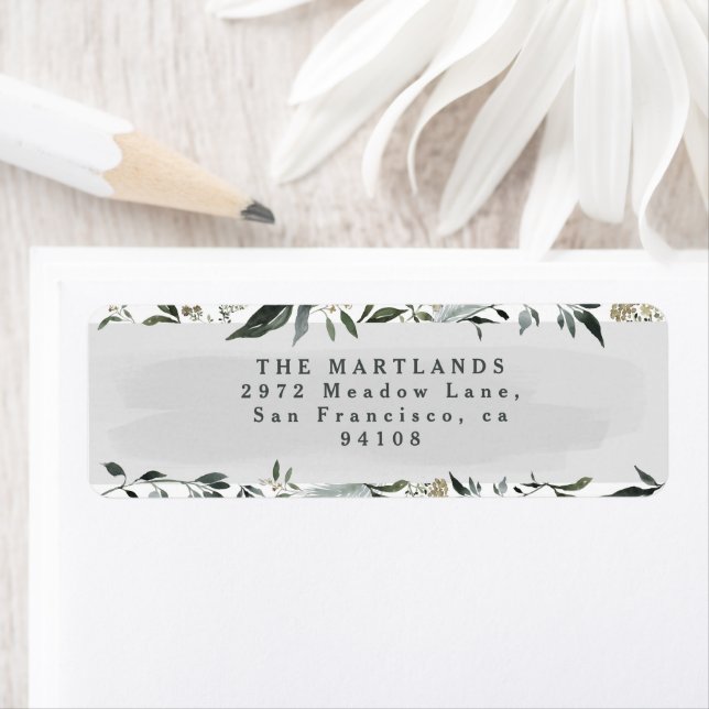 Etiqueta Cinza de eucalipto de folhagem moderna elegante (Insitu)