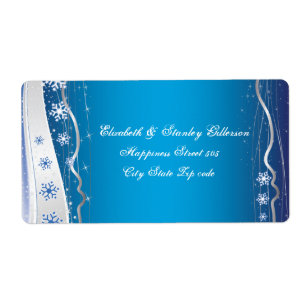 Etiqueta Cinza de prata azul, casamento no inverno branco