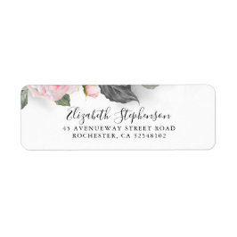 Etiqueta Cinza e Aquarela Floral Rosa