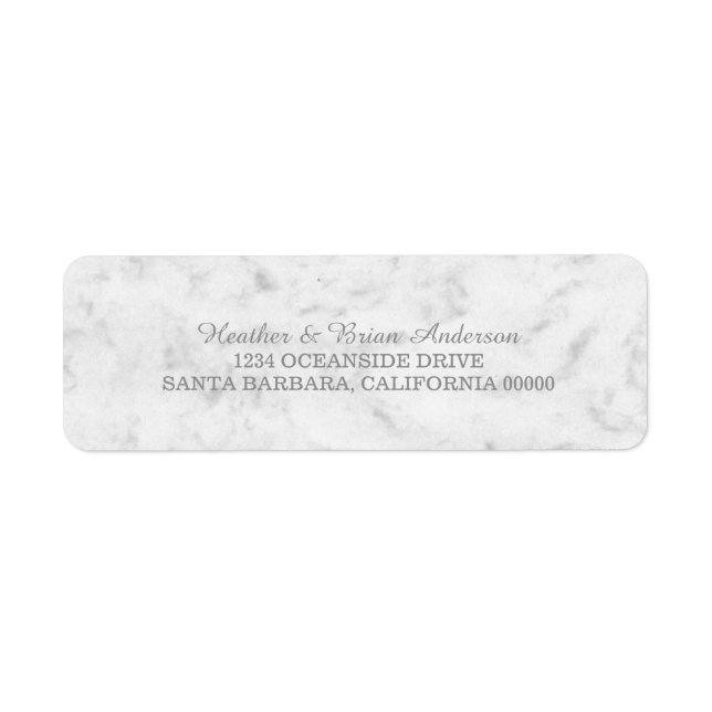 Etiqueta Cinza Elegante Marble Wedding (Frente)
