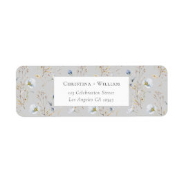 Etiqueta Cinza Elegante Winter Wildflower Addres