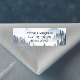 Etiqueta Cinza Mountain Fog Forest Wilness Endereço de reto