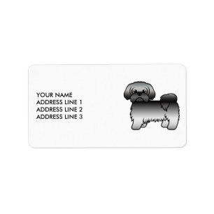Etiqueta Cinza Shih Tzu Cute Cartoon Cão e Texto Personaliz