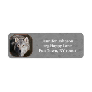 Etiqueta Cinza Timber Wolf Face