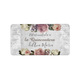 Etiqueta Cinzas negras e brancas modernas, Quinceanera vito