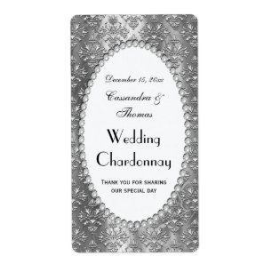 Etiqueta cinzenta da garrafa de vinho da pérola V