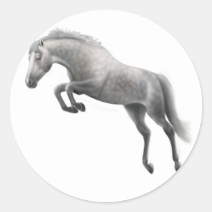 Etiqueta cinzenta de salto do cavalo