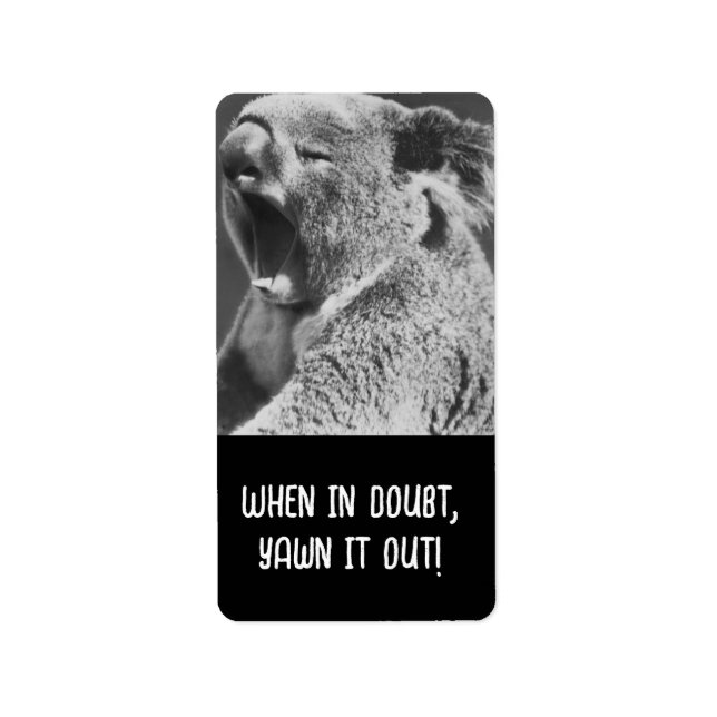 Etiqueta citação engraçada de Yawning Koala (Frente)