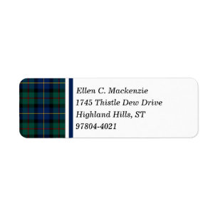 Etiqueta Clã MacLeod do Tartan azul e verde de Skye