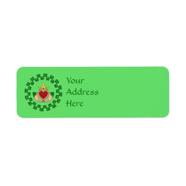 Etiqueta Claddagh e Green Knotwork (Frente)