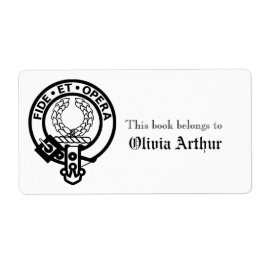 Etiqueta Clan Arthur Crest Livro Personalizado Pertence A