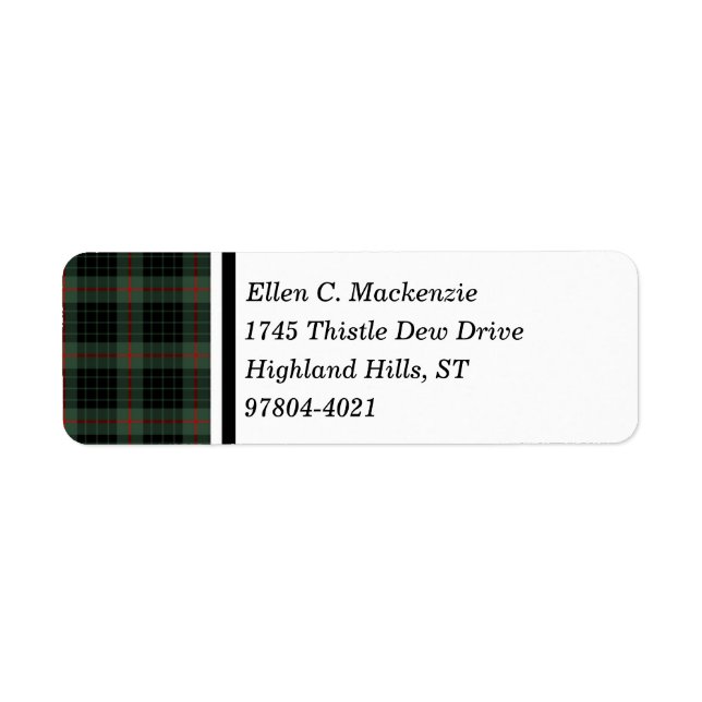 Etiqueta Clan Gunn Dark Green e Black Scottish Tartan (Frente)