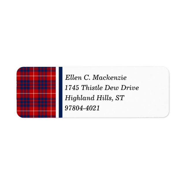 Etiqueta Clan Hamilton Red e Royal Blue Scottish Tartan (Frente)