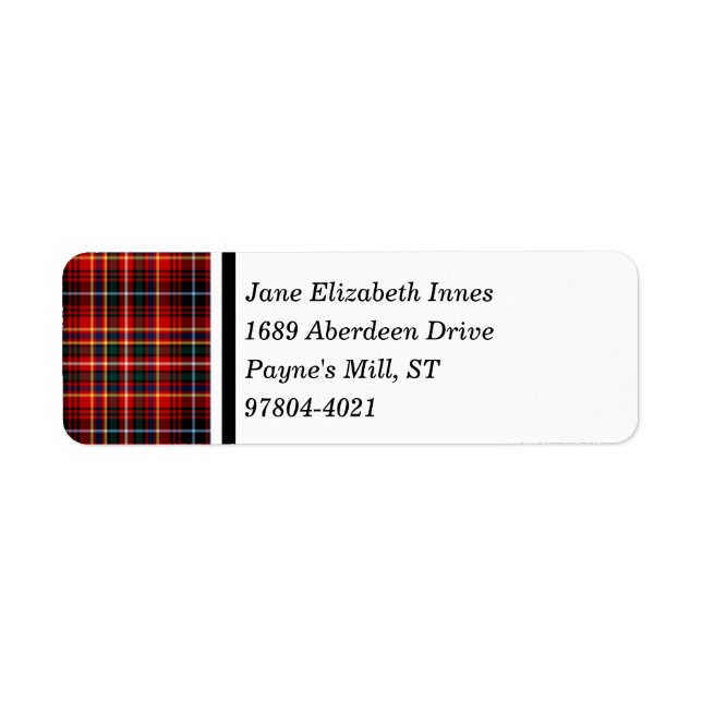 Etiqueta Clan Innes Tartan Red Xadrez Escocesa (Frente)
