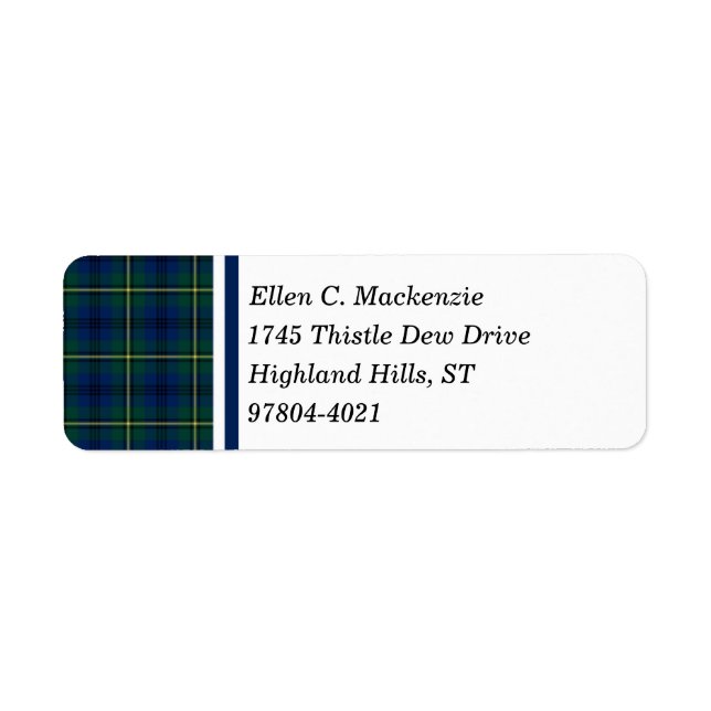 Etiqueta Clan Johnston Blue e Green Scottish Tartan (Frente)