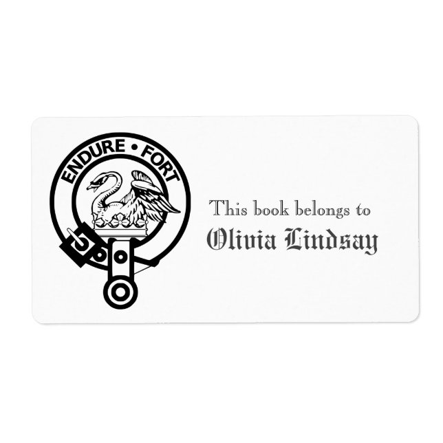 Etiqueta Clan Lindsay Crest Custom Bookplate (Frente)