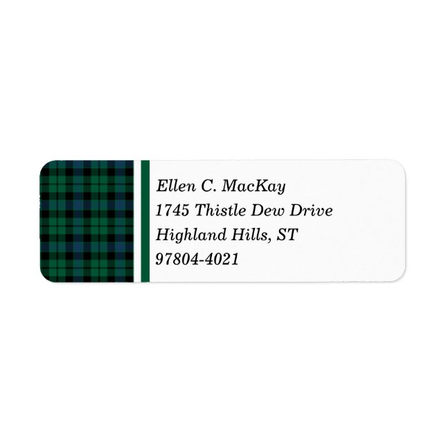 Etiqueta Clan MacKay Green e Blue Scottish Tartan (Frente)