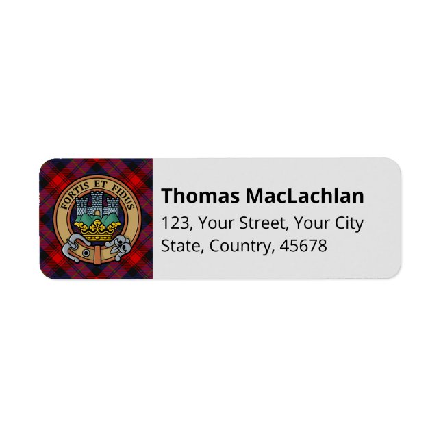Etiqueta Clan MacLachlan Crest sobre Tartan (Frente)
