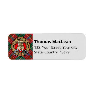 Etiqueta Clan MacLean Crest sobre Tartan