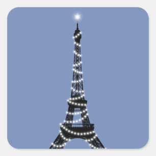 Etiqueta clara da torre Eiffel da cintilação -