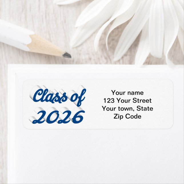 Etiqueta Class of 2025 blue script graduation (Insitu)