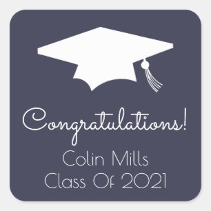 Etiqueta Classe De 2021 (Boné de formatura Azul Me