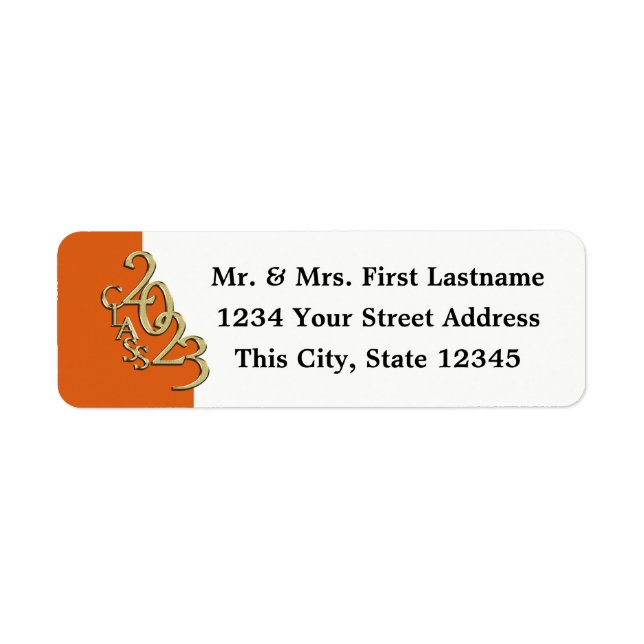 Etiqueta Classe de 2023 Formatação Laranja e Dourada (Frente)