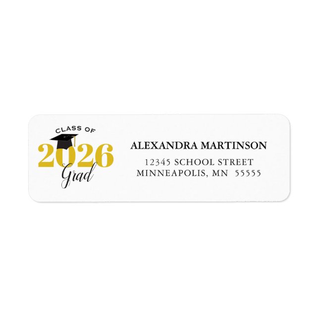 Etiqueta Classe de 2025 Endereço de devolução Dourado e Pre (Frente)