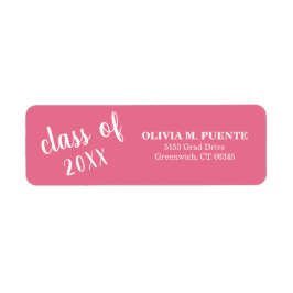Etiqueta Classe De Endereço De Regresso De Graduação Rosa