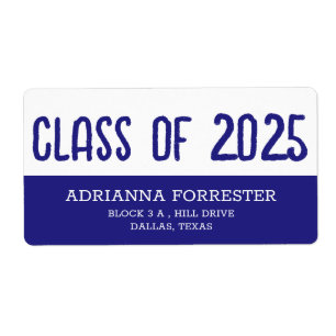 Etiqueta Classe de Formando Moderno de Azul e Branco 2025