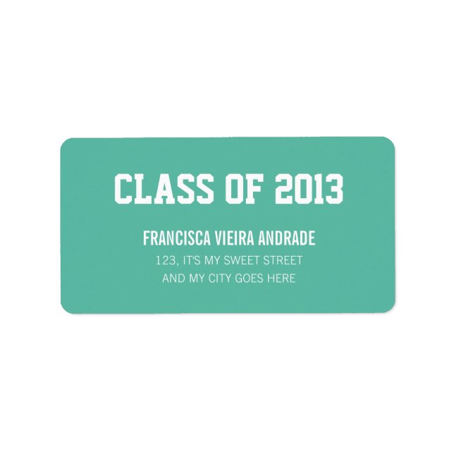 Etiqueta Classe de Graduação do segundo grau de Emerald Gre (Frente)